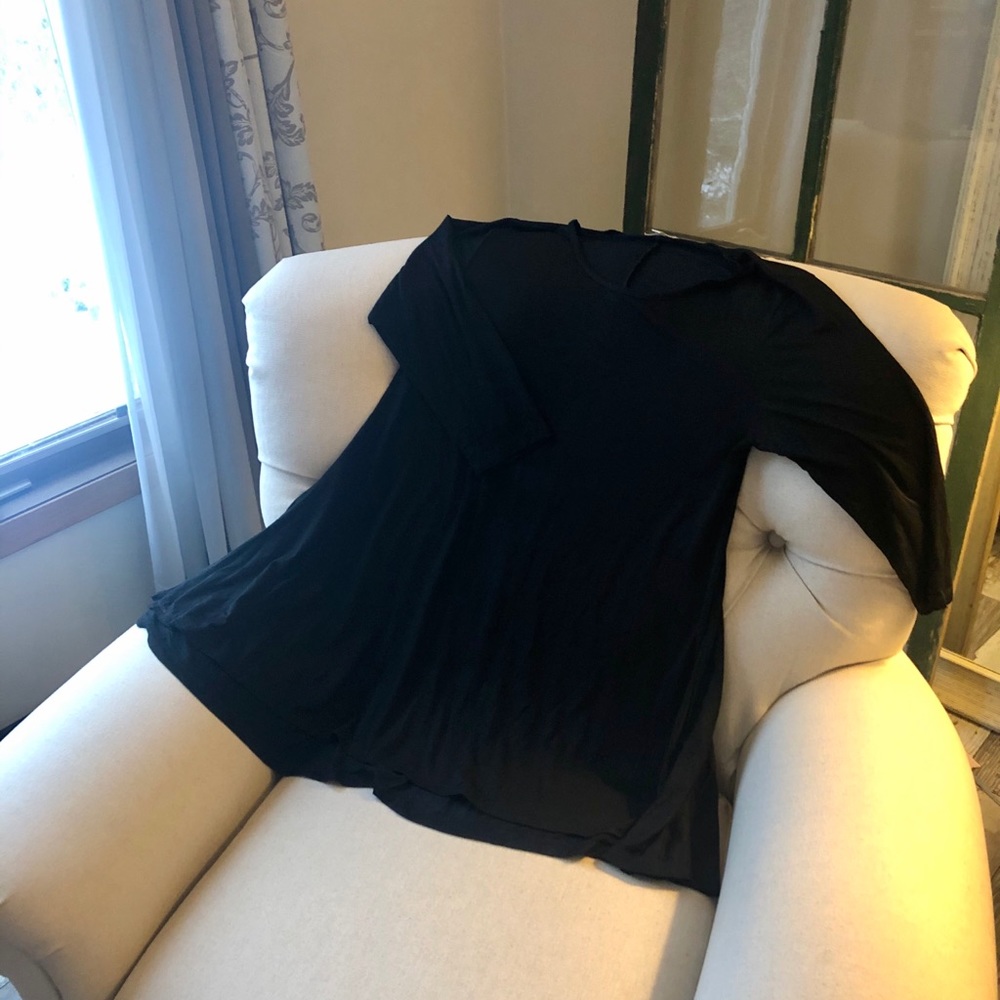 3/4 Sleeve Black Long Rayon Top